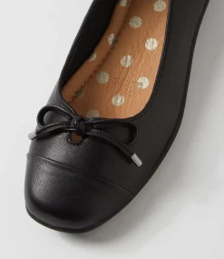 Women SUPERSOFT Comfort|Flats-Clarice Black Leather Ballet Flats