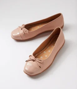 Women SUPERSOFT Flats|Comfort-Clarice Dark Nude Patent Leather Ballet Flats