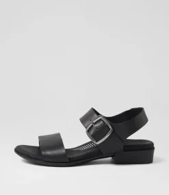 Women SUPERSOFT Comfort|Flats-Clariss Black Leather Sandals