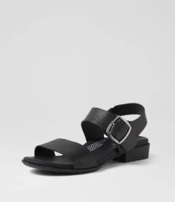 Women SUPERSOFT Comfort|Flats-Clariss Black Leather Sandals