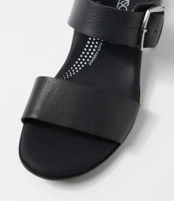 Women SUPERSOFT Comfort|Flats-Clariss Black Leather Sandals