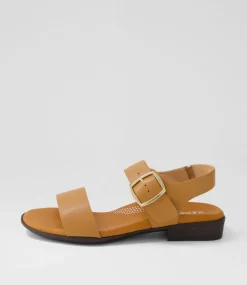 Women SUPERSOFT Comfort|Flats-Clariss Dark Tan Leather Sandals
