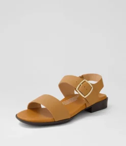 Women SUPERSOFT Comfort|Flats-Clariss Dark Tan Leather Sandals