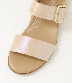Women SUPERSOFT Comfort|Flats-Clariss Rose Shimmer Leather Sandals
