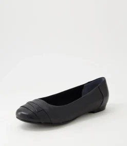 Women SUPERSOFT Comfort|Flats-Claudea Black Leather Ballet Flats