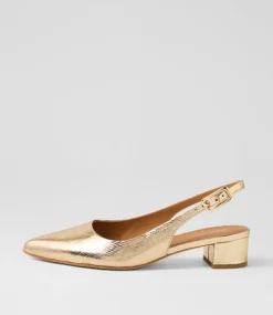 Women DIANA FERRARI Heels-Claytin Gold Textured Leather Heels