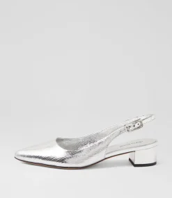 Women DIANA FERRARI Heels-Claytin Silver Textured Leather Heels
