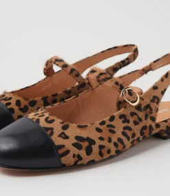Women DIANA FERRARI Flats|Mary Janes-Clemen Black Leopard Leather Pony Flat Shoes