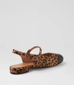 Women DIANA FERRARI Flats|Mary Janes-Clemen Black Leopard Leather Pony Flat Shoes