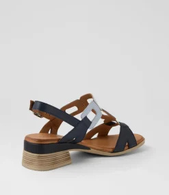 Women DIANA FERRARI Heels|Sandals-Cloclo Navy Leather Sandals