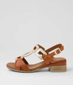 Women DIANA FERRARI Heels|Sandals-Cloclo Tan Leather Sandals