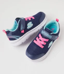 SKECHERS Sport School Shoes-Comfy Flex 2 Tot Navy Fabric Sneakers