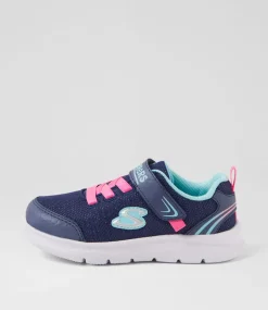 SKECHERS Sport School Shoes-Comfy Flex 2 Tot Navy Fabric Sneakers
