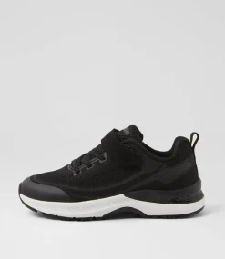 COLORADO Sport School Shoes|Junior School Shoes-Comp Jnr B Adj Black White Knit Sneakers