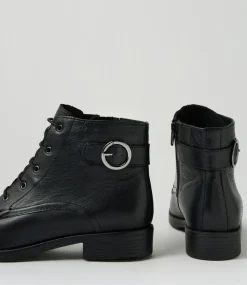 Women SUPERSOFT Boots|Comfort-Connors Black Leather Lace Up Boots