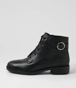 Women SUPERSOFT Boots|Comfort-Connors Black Leather Lace Up Boots