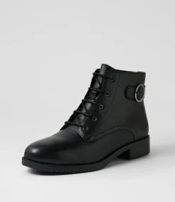 Women SUPERSOFT Boots|Comfort-Connors Black Leather Lace Up Boots