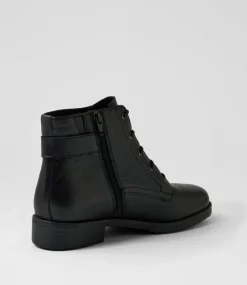 Women SUPERSOFT Boots|Comfort-Connors Black Leather Lace Up Boots