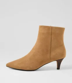 Women DIANA FERRARI Boots-Conoir Cappuccino Dark Brown Suede Ankle Boots
