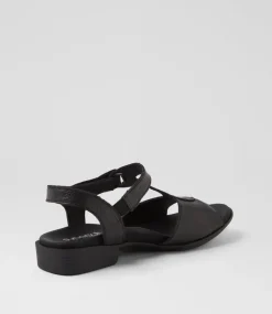 Women SUPERSOFT Comfort|Flats-Coras Black Leather Sandals