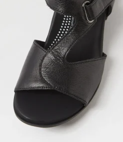 Women SUPERSOFT Comfort|Flats-Coras Black Leather Sandals