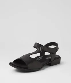 Women SUPERSOFT Comfort|Flats-Coras Black Leather Sandals
