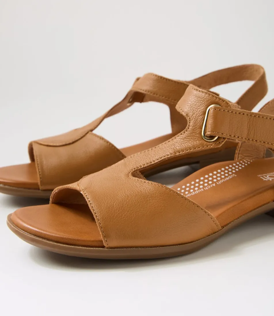 Women SUPERSOFT Comfort|Flats-Coras Dark Tan Leather Sandals