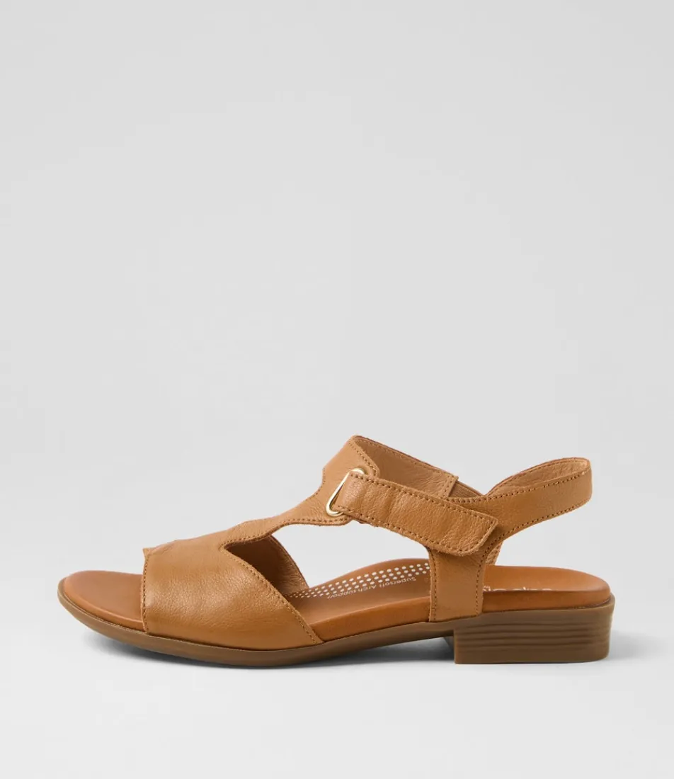 Women SUPERSOFT Comfort|Flats-Coras Dark Tan Leather Sandals