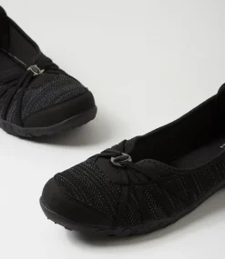 Women SUPERSOFT Comfort|Flats-Corra Black Fabric Flat Shoes