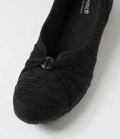 Women SUPERSOFT Comfort|Flats-Corra Black Fabric Flat Shoes