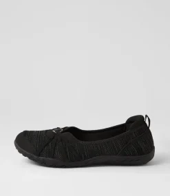 Women SUPERSOFT Comfort|Flats-Corra Black Fabric Flat Shoes