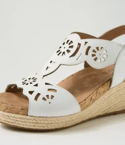 Women SUPERSOFT Comfort|Heels-Corrines White Leather Sandals