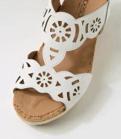 Women SUPERSOFT Comfort|Heels-Corrines White Leather Sandals