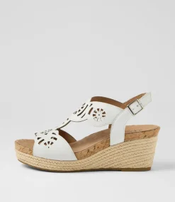Women SUPERSOFT Comfort|Heels-Corrines White Leather Sandals