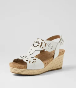 Women SUPERSOFT Comfort|Heels-Corrines White Leather Sandals