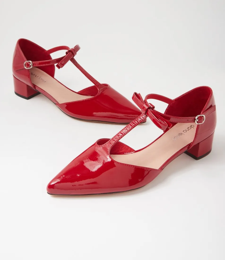 Women DIANA FERRARI Dress|Heels-Corted Deep Red Patent Leather Heels