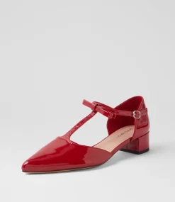 Women DIANA FERRARI Dress|Heels-Corted Deep Red Patent Leather Heels