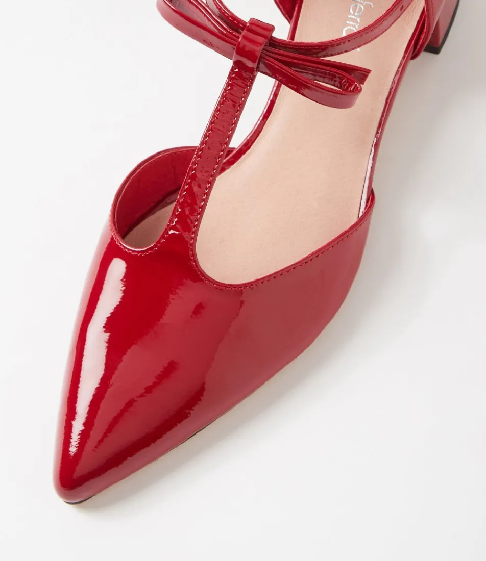 Women DIANA FERRARI Dress|Heels-Corted Deep Red Patent Leather Heels