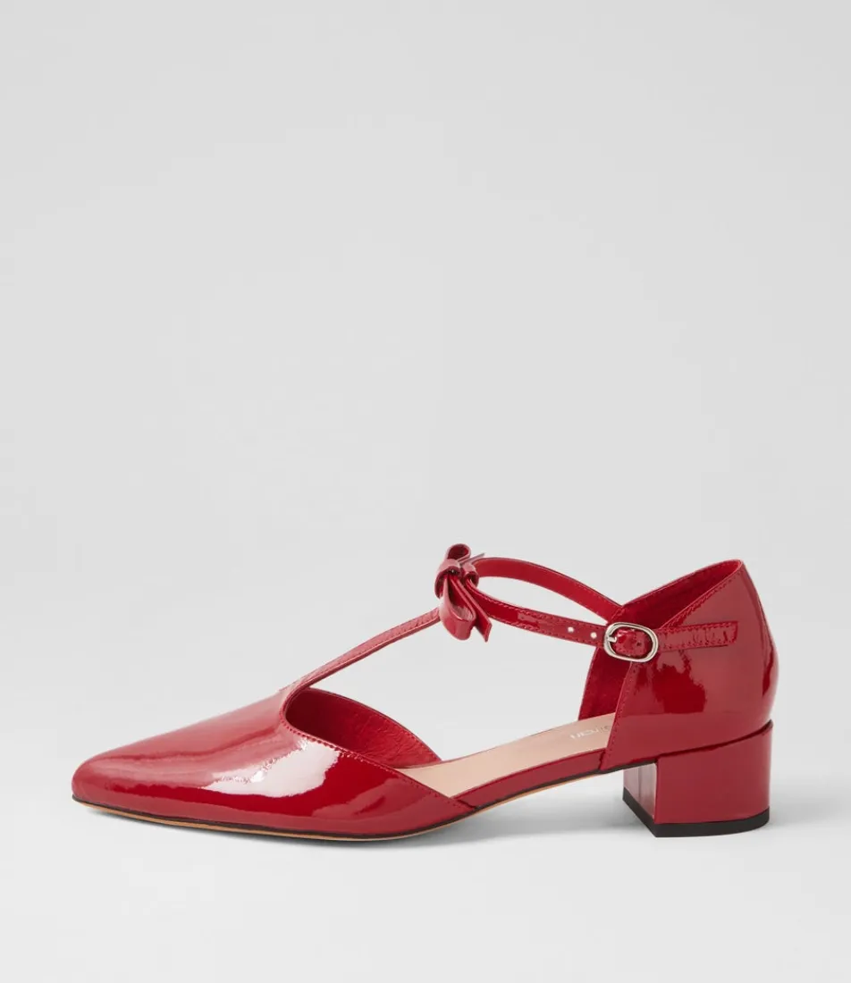 Women DIANA FERRARI Dress|Heels-Corted Deep Red Patent Leather Heels