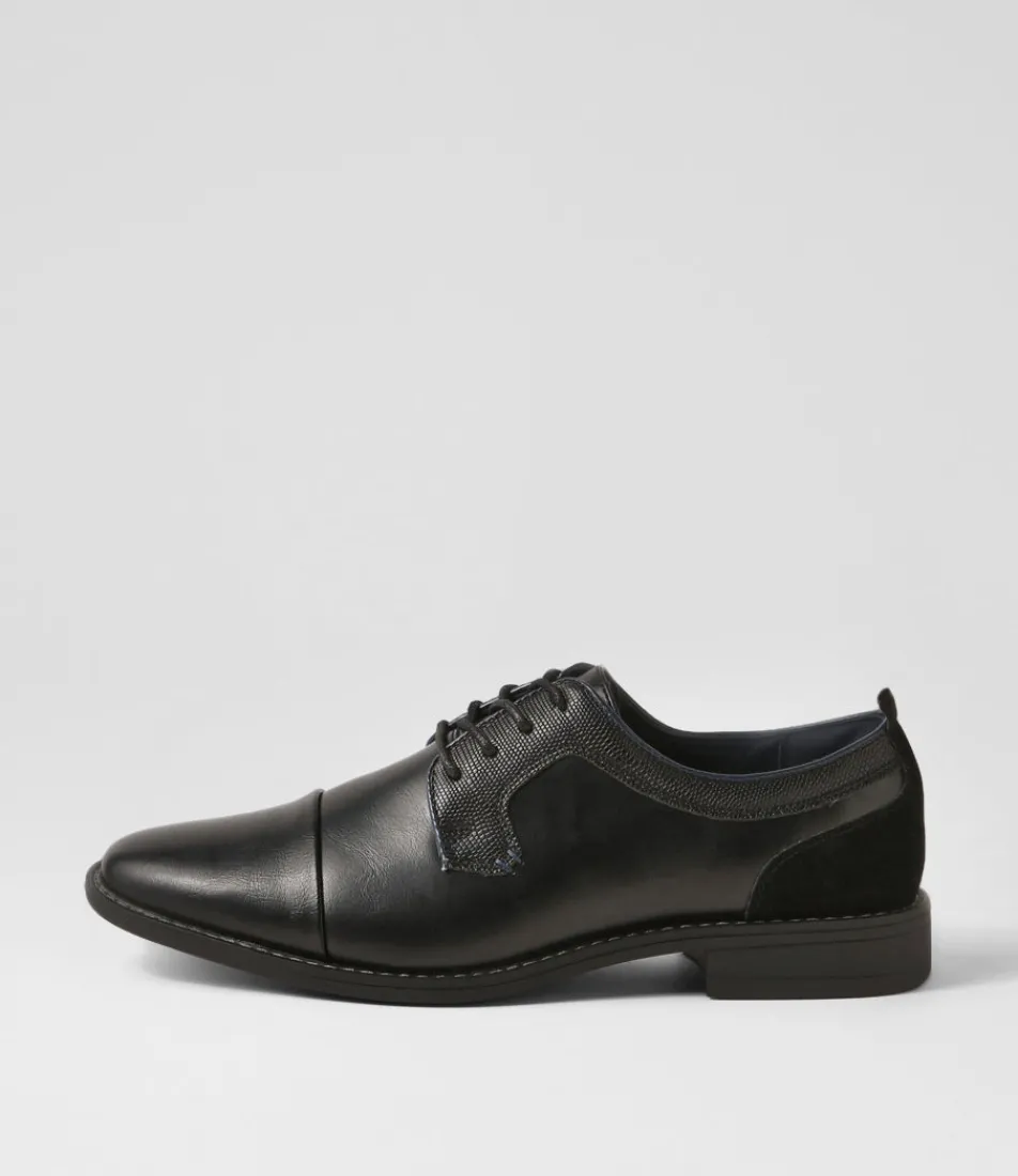 C88 by COLORADO Dress Shoes-Cory Black Smooth Lace Up Flats