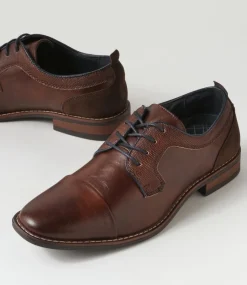 C88 by COLORADO Dress Shoes-Cory Brown Smooth Lace Up Flats