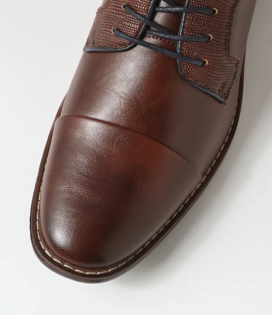 C88 by COLORADO Dress Shoes-Cory Brown Smooth Lace Up Flats