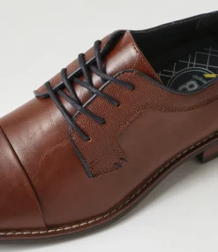 C88 by COLORADO Dress Shoes-Cory Tan Smooth Lace Up Flats