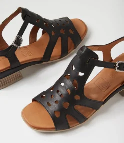 Women DIANA FERRARI Wedges|Heels-Costyle Black Leather Sandals