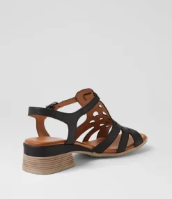 Women DIANA FERRARI Wedges|Heels-Costyle Black Leather Sandals