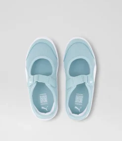 PUMA Sport School Shoes-Courtflex Lina Junior Green White Sneakers