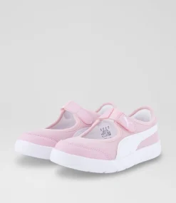 PUMA Sport School Shoes-Courtflex Lina Junior Rose White Sneakers