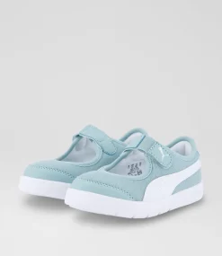 PUMA Sport School Shoes-Courtflex Lina Toddler Green White Sneakers
