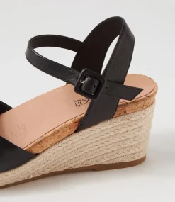 Women SUPERSOFT Comfort|Espadrilles-Cousin Black Leather Sandals
