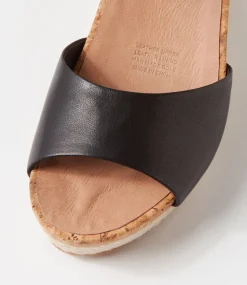 Women SUPERSOFT Comfort|Espadrilles-Cousin Black Leather Sandals